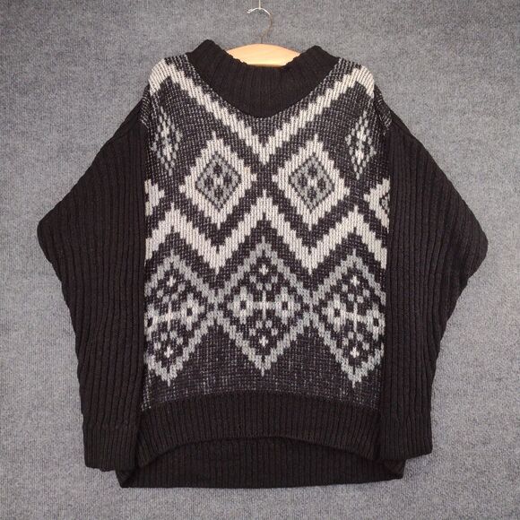 Vintage Carriage Court Womens Sweater Size Large Black White Diamond Geometric - Picture 2 of 11